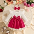 thumbnail image 2 of Mnyotv Baby Girls Clothes Cute Bow Rompers with Headbands Long Sleeve Jumpsuits Fall Winter Outfits for Infants Size 3-6 Months, 2 of 6