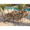 Hanover Monaco 9-Piece Rust-Free Aluminum Outdoor Patio Dining Set with 6 PVC Dining Chairs, 2 Swivel Rockers and Tempered Glass Rectangular Dining Table, MONDN9PCSW2G