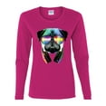 thumbnail image 2 of Wild Bobby, Colorful Pug DJ, Pop Culture, Women Graphic Long Sleeve Tee, Fuschia, X-Large, 2 of 4