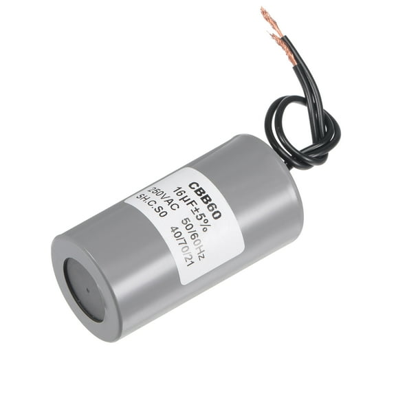 Uxcell 75x38mm 16uF 250V AC 50/60Hz 2 Wires Cylinder CBB60 Run Capacitor