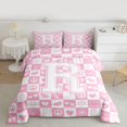 thumbnail image 2 of Feelyou Initial R Letter Queen Comforter Set for Teens, Love Heart Bowknot Bedding Sets, Pink Princess Style Reversible Bedding Comforter Set, Ultra Soft Bedroom Decor, 3 Pieces, 2 of 8
