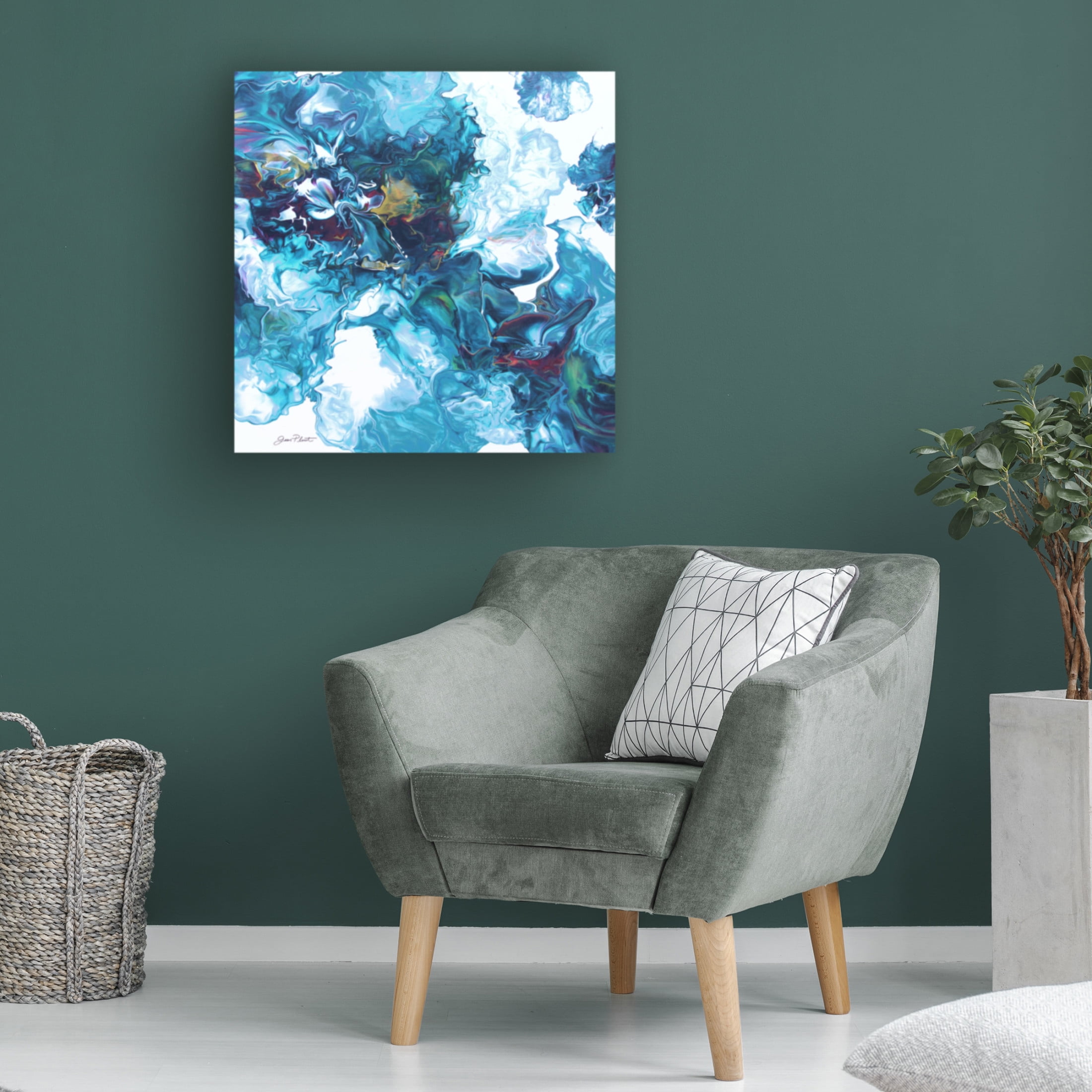 Canvas Wall Art - Jean Plout 'Abstract Pouring C' Wall Art for Living Room, Bedroom, or Office Décor by Trademark Fine Art - 18 x 18 Inches