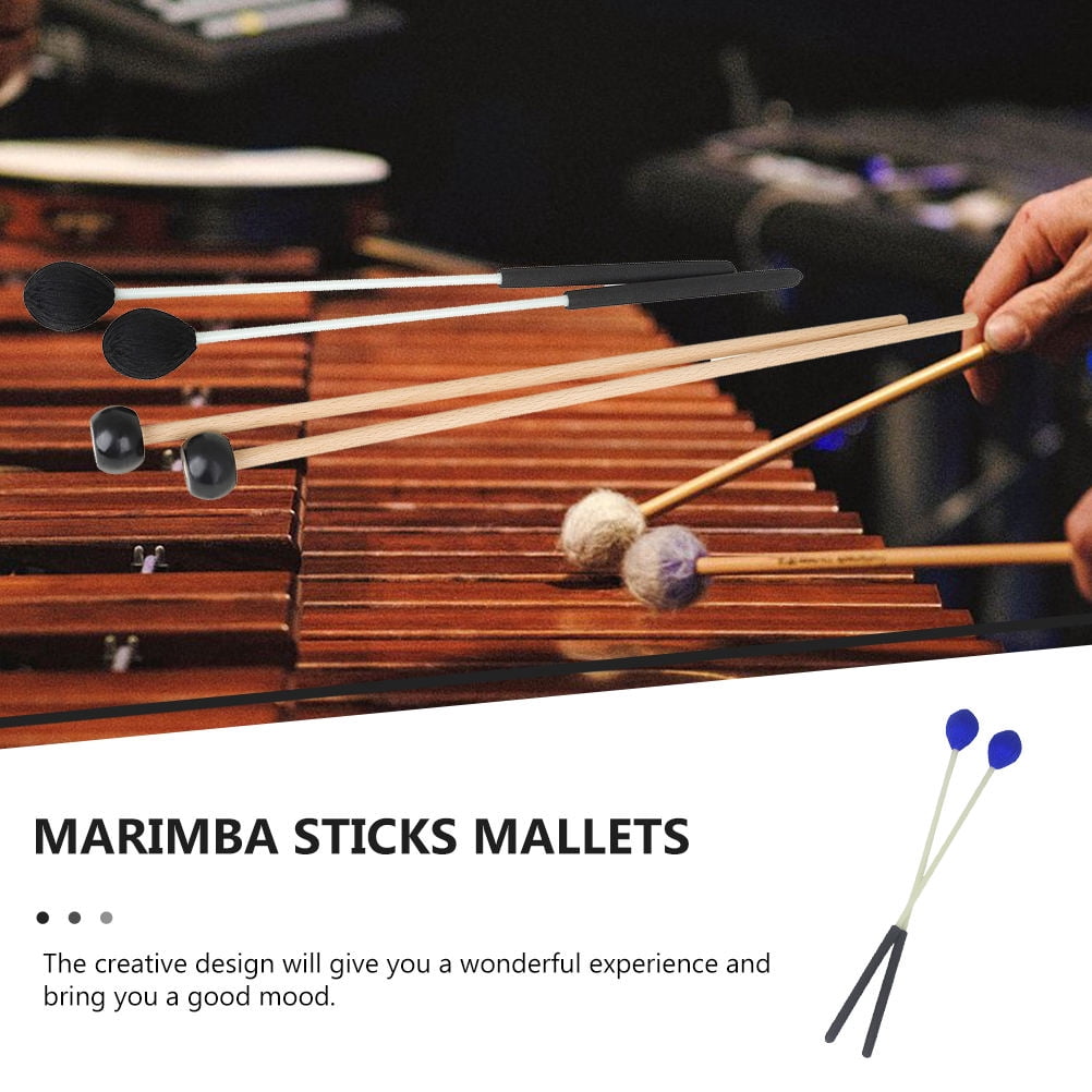 LABSERRON 2Pairs Rubber Marimba Hammer Percussion Sticks Assorted Color for Instrument Use