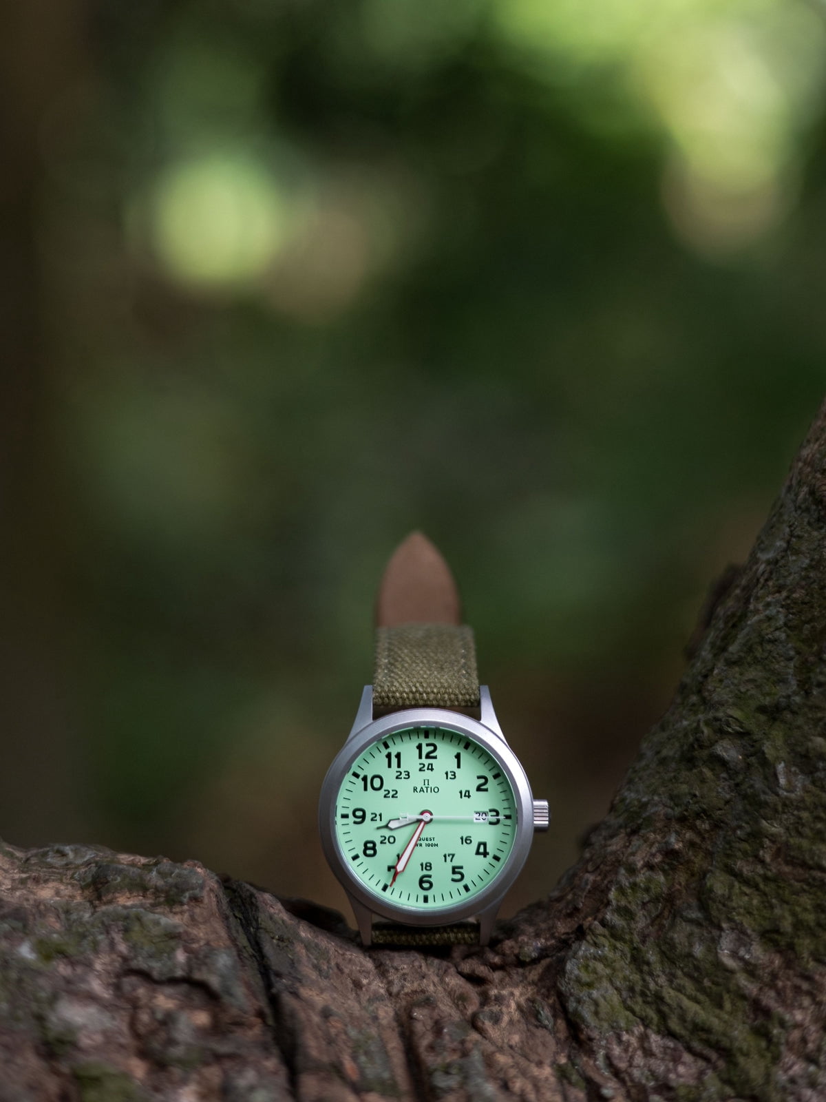 Ratio Quest Men's Field Watch Sapphire Canvas Strap Quartz RTQ021 100M Lewis And Clark Edition