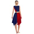 thumbnail image 2 of ranrann Womens Color Block Liturgical Dance Dress Sleeveless Asymmetrical Hem Dresses Dancewear Navy Blue&Red M, 2 of 7