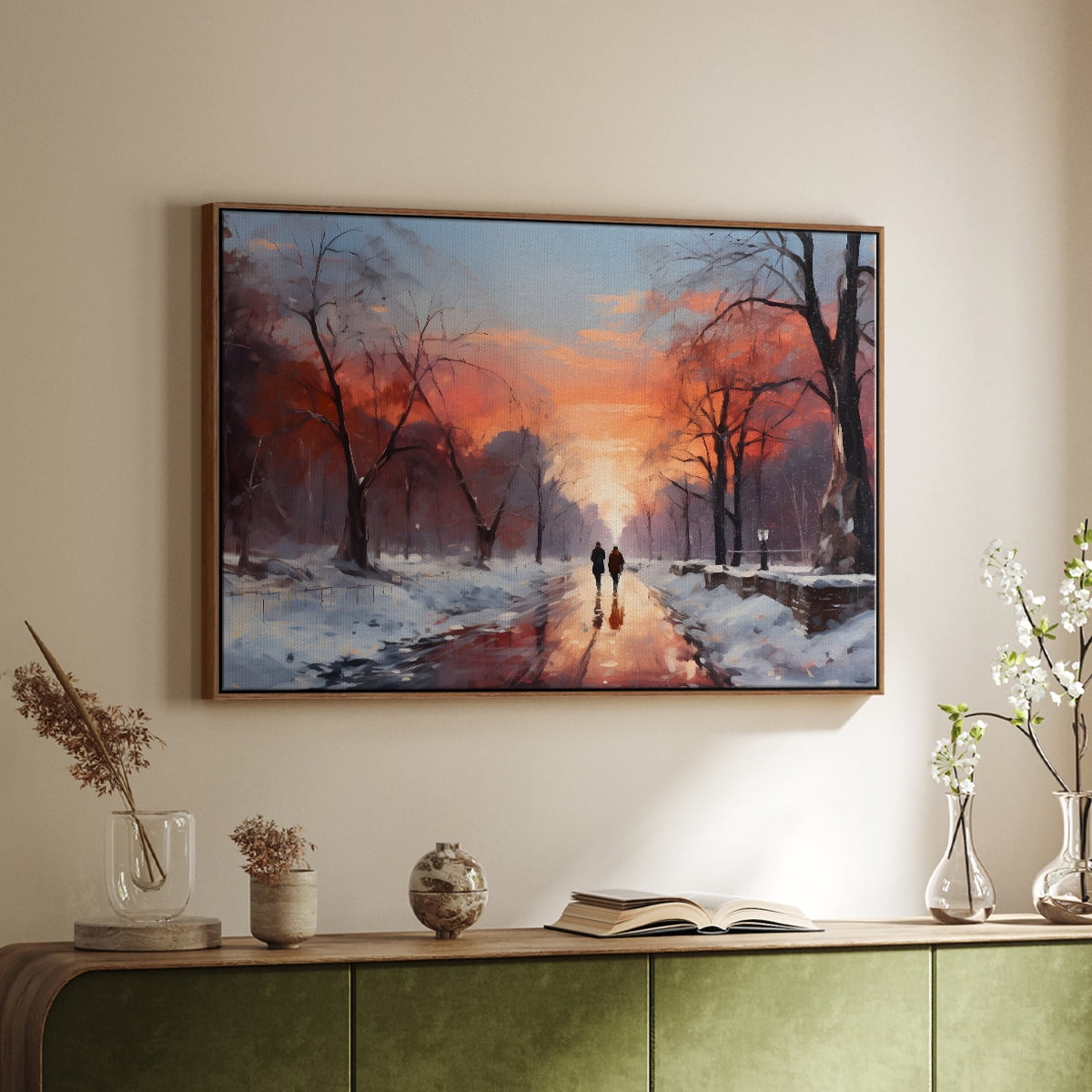 Vintage Landscape-CCXXIV By Wexford Home Framed in Walnut Wood Gallery Wrapped Canvas 27 in. x 41 in.