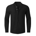 thumbnail image 6 of ZunFeo Mens Cotton Linen Band Collar Long Sleeve Shirt Casual Button Down Solid Black Regular Fit Breathable Vacation Shirt,Size XL, 6 of 6