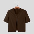 thumbnail image 3 of INCERUN Tops 2024 estilo coreano moda para hombre hebilla traje abrigos casual simple masculino sólido recortado cuello redondo manga corta Blazer S-5XL, 3 of 5