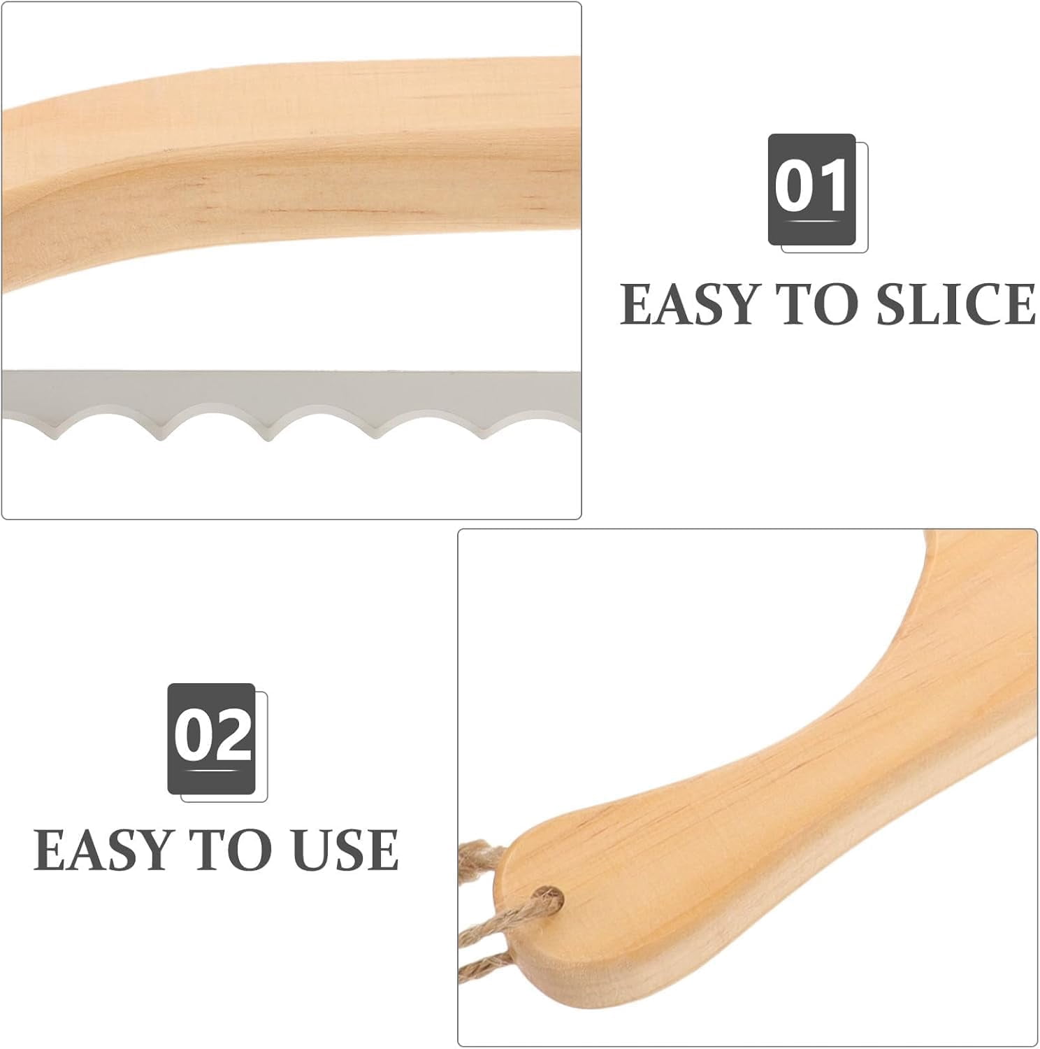 Bread Bow Knife and Board Set, 8 Inch Bread Knife with Matching Crumb Tray, Ergonomic Slicing Kitchen Tool for Homemade Bread, Bagels, Rolls (Wood)