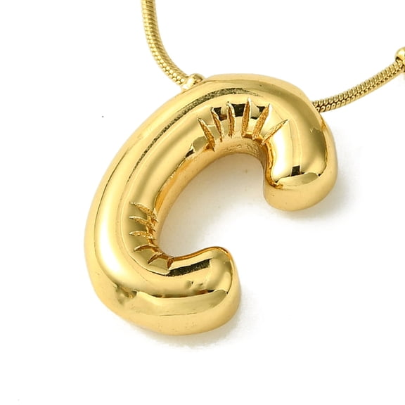 Ion Plating(IP) Initial Letter 304 Stainless Steel Pendant Necklaces Real 18K Gold Plated Letter C 15.91 inch(40.4cm) pendant: 21x13mm