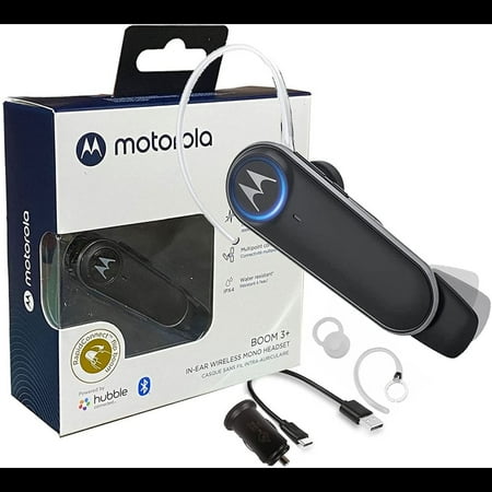 Motorola Boom 3plus Hd Flip Bluetooth - Water Resistant Durable Wireless Headset - Wcar Adapter 2021 Model Retail Packing