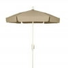 7.5' Hex Home Garden Umbrella 6 Rib Crank White with Beige Vinyl Coated Weave Canopy