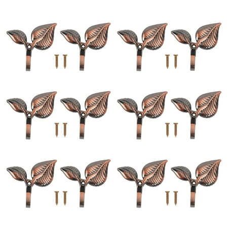 

12 x Iron Leaf Shaped Curtain Tie Backs Holders Wall Hooks Home Decor Red Bronze