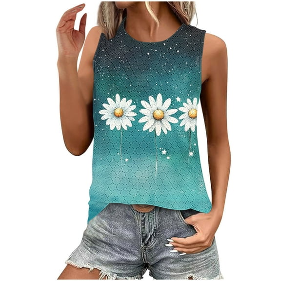 Cilsoka Sleeveless Shirts for Women Casual Summer Crew Neck Tank Tops Dressy Blouses Tunic ,Trendy Tops for Young Women