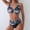 #473-Blue, variant on Women's Sexy Solid Color Backless Bikini Swimsuit，Two-Piece Swimsuit Set with Wave Pattern，Beach Vacation Swimmingwear