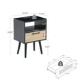 thumbnail image 4 of MAYEERTY 15.75" Rattan End Table with Power Outlet & USB Ports – Modern Nightstand with Drawer & Solid Wood Legs, Black, 4 of 9