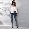 thumbnail image 4 of Jdlsppl Women's Soft Top Casual Button Up Shirt Long Sleeve Thin Loose Button Up Button Fashion Button Down Shirt Golden Small, 4 of 4