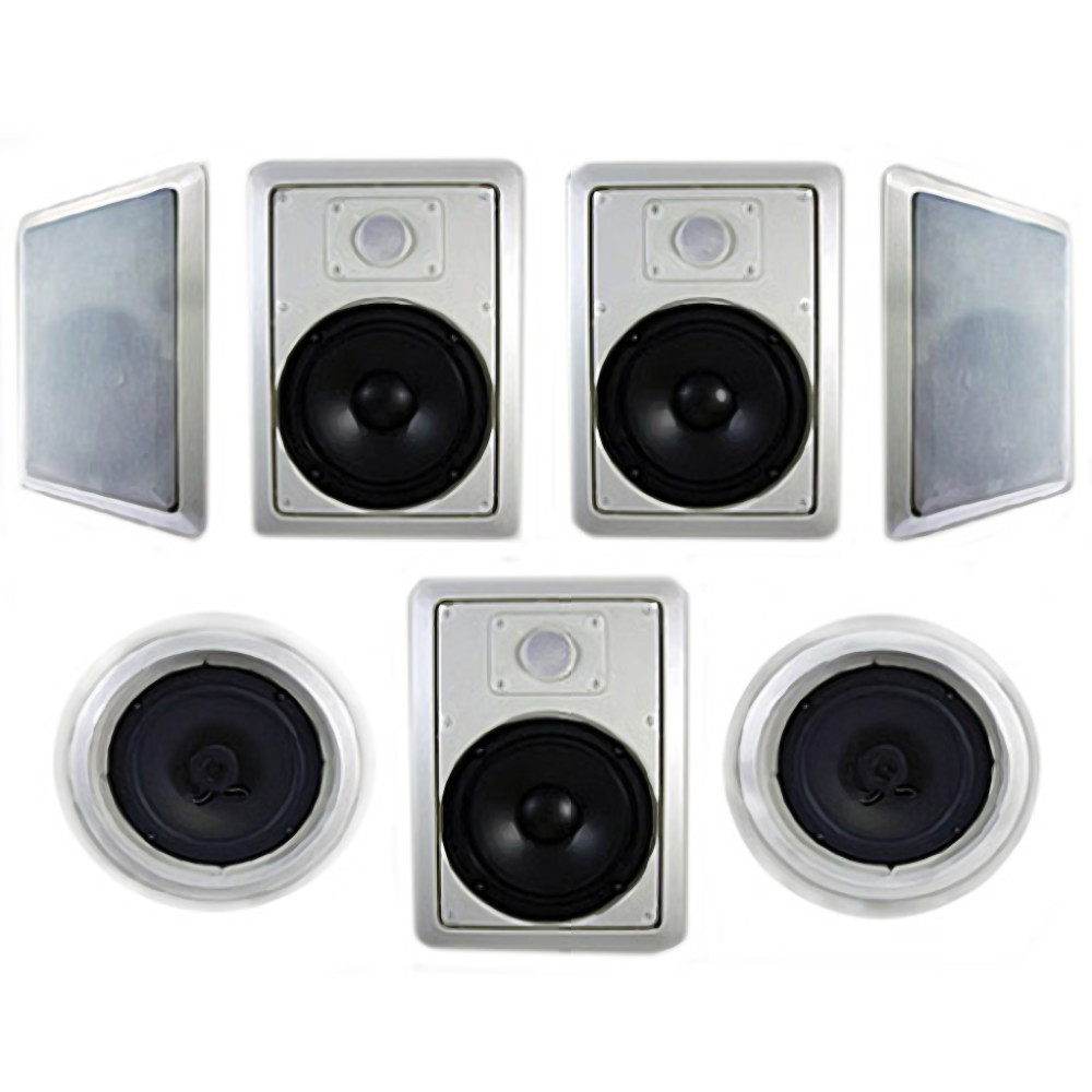 Acoustic Audio 7.1 Speaker System Flush Mount 7 Speaker Set and 12" Powered Sub - image 2 of 4