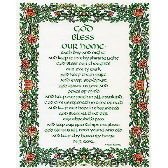 Catholic print picture - God Bless Our Home - 8" x 10" ready to be framed