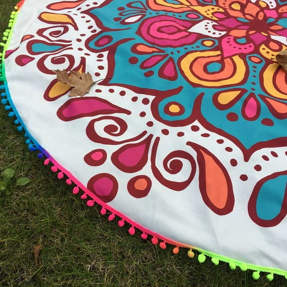 Beach Towels Round Tassel Hippie Tapestry Beach Picnic Throw Yoga Mat Towel Blanket on Clearance