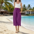 thumbnail image 5 of Ruyang Capri Pants for Girls Cotton Linen Wide Leg Pants Summer Capris Pant Palazzo Loose Fit Casual Trousers Pockets 2026 Trendy, 5 of 9