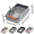 thumbnail image 3 of Stainless Steel Sifting Litter Box with Lid,Extra Large Sifting Cat Litter Box for Pine Pellets & Cats,Metal Pellet Sifter Litter Pan System for Odor Control with Scoop(Dark Gray), 3 of 9