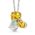 thumbnail image 2 of Gem Stone King 925 Silver and 10K Yellow Gold Yellow Citrine and White Opal Pendant Necklace for Women (2.75 Cttw, Oval 8X6MM, 7X5MM and 6X4MM, Gemstone November Birthstone, with 18 inch Chain), 2 of 4