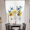 thumbnail image 4 of Summer Floral Tie Up Curtain 63 Inches Long, Watercolor Blue Butterfly Farmhouse Sunflower Balloon Style Kitchen Window Curtain Over Sink, Small Window Rod Pocket Curtain 46"x63", 4 of 9