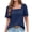 Navy, variant on Xihbxyly Womens Blouses, Women's Suqare Neck Blouse Top Short Sleeve Shirt Casual Tunic Tops for Leggings Casual T-Shirts Summer Fashion Solid Color Tops