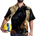 thumbnail image 4 of Crow Men's Short Sleeve Button Down Beach Shirts, Casual Printed Summer Unisex Tops, 4 of 6