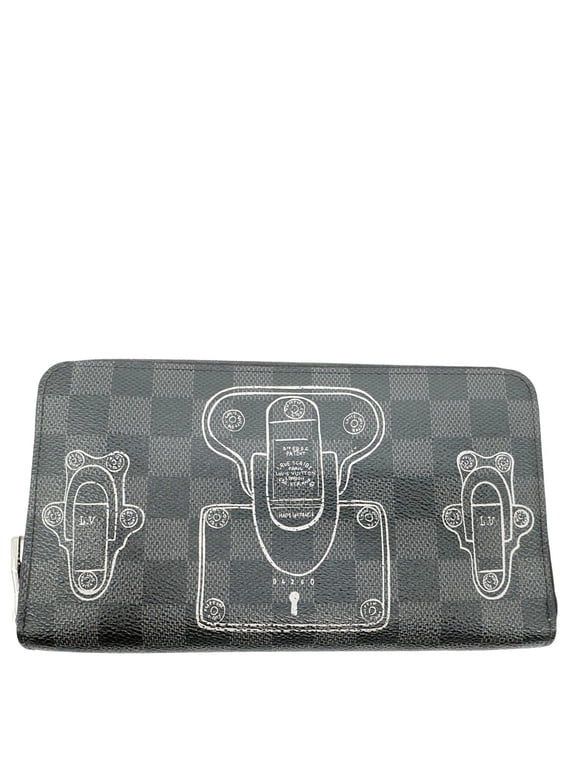 Pre-Owned LOUIS VUITTON Trunks And Lock Damier Graphite Zippy Organizer Wallet Black