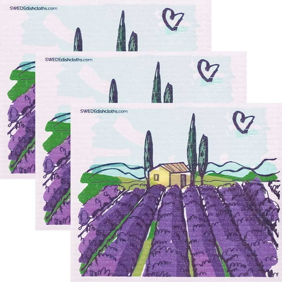 SWEDEdishcloths 3 PK (Tuscany Vineyard) All-Purpose Swedish Dishcloths for Cleaning
