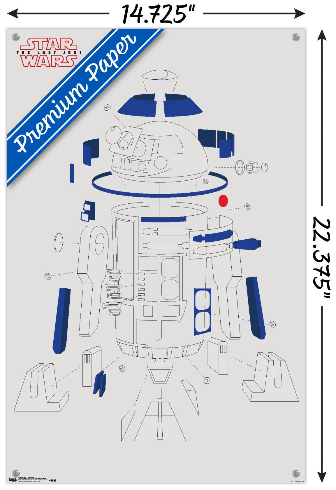 Star Wars: The Last Jedi - R2 Blowout Wall Poster with Push Pins, 14.725" x 22.375"