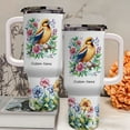 thumbnail image 3 of Personalized 40oz American Goldfinch Tumbler - Custom Stainless Steel Cup with Straw & Handle - Gift for Bird Lover Girls, Women - Travel Mug for Christmas, Birthdays, 3 of 6