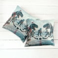 thumbnail image 4 of Ambesonne Dinosaur Throw Pillow Cover Pack of 2, T-Rex Playing Ice Hockey, 2 Pcs-18"x18", Petrol Blue Pale Ruby, 4 of 5