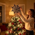 thumbnail image 4 of Gothic Metal Black Web LED Halloween Lighted Tree Topper, Decorative Spooky Focal Point Holiday Tree Ornament, Festive Halloween Tree Decor Topper Light For Decoration, 4 of 8