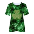 thumbnail image 4 of Pompotops Blouse Décontractée pour Femmes Imprimée pour la Saint-Patrick Manches Courtes Col Rond T-shirt, 4 of 5