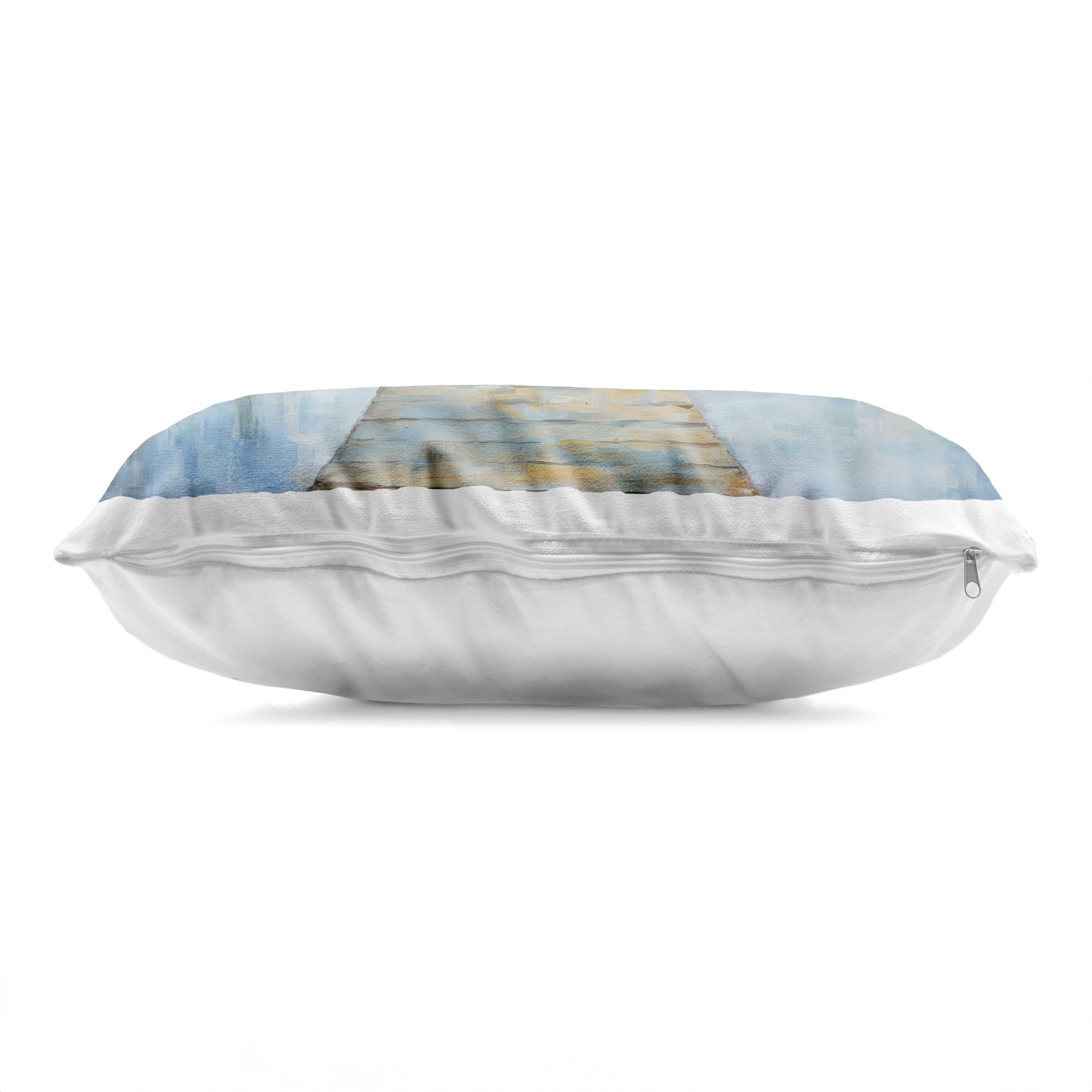 Stupell Industries Peaceful Lake Dock in the Mountains Decorative Printed Throw Pillow, design by Petal Prints Design, 14 x 7 x 20