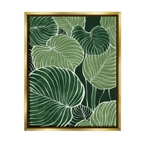 Layered Green Leaf Nature Botanical & Floral Graphic Art Metallic Gold Framed Art Print Wall Art