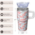 thumbnail image 3 of Flamingo Coffee Travel Mug 20OZ Stainless Steel Insulated with Handle Tumbler Cup Leak Proof Double Wall Vacuum Ideal for Daily Use Gifts for Women Girls on Birthday Christmas Summer, 3 of 6
