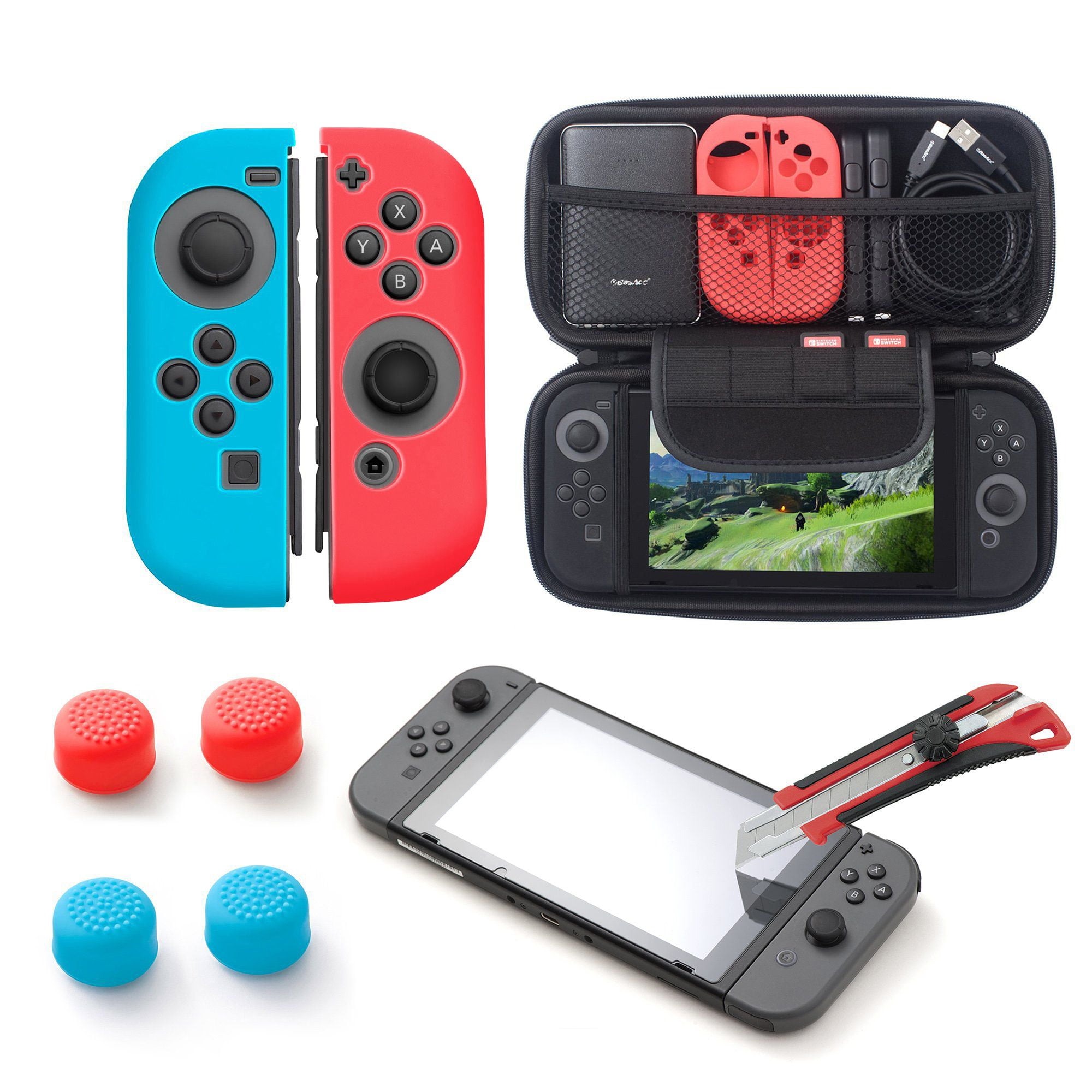 Nintendo Switch accessories bundle kit, by Insten Glass Screen