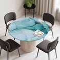 thumbnail image 2 of Turquoise Marble Round Fitted Tablecloth with Elastic Edge, Waterproof Table Cloth Table Cover for 36"-44" Tables, Abstract Modern Art Marble Crack Tablecloths for Dining Picnic Indoor Outdoor, 2 of 9