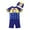 Dark Blue, variant on NAFUU Kids Floatation Swimsuits Boys Girls One Piece Float Suit Short Sleeve Buoyancy Swimwear With Cap Learning Swimming Training Suit 5-6 Years