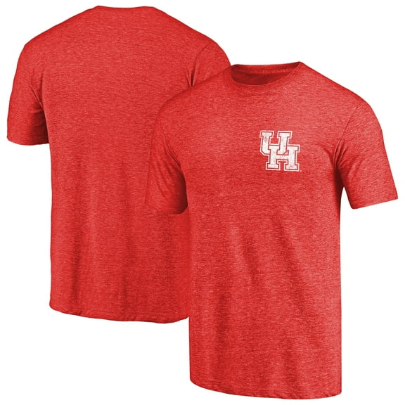 Men's Red Houston Cougars Left Chest Distressed Logo Tri-Blend T-Shirt
