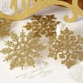 thumbnail image 4 of Gustave 4inches Set of 12 Plastic Glitter Snowflake Christmas Ornaments for Xmas Tree Decorating, Garland Crafting, Home Christmas New Year Embellishing "Gold", 4 of 7