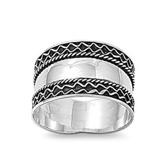 Bali Rope Wide Thumb Ring .925 Sterling Silver Band Jewelry Female Male Unisex Size 10