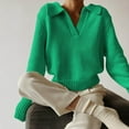 thumbnail image 2 of HAPIMO Womens Sweaters Fall Fashion Long Sleeve Crewneck Knitwear Solid Color Casual Jumper Pullover Sweaters for Women Green M, 2 of 5
