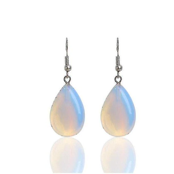 4 pares de pendientes transparentes de gota de agua de ópalo de moda para mujeres