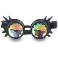 thumbnail image 1 of C.F.GOGGLE Rivet Kaleidoscope Rave Rainbow Crystal Lenses Steampunk Goggles, Black/ Copper/ Brass, 1 of 3