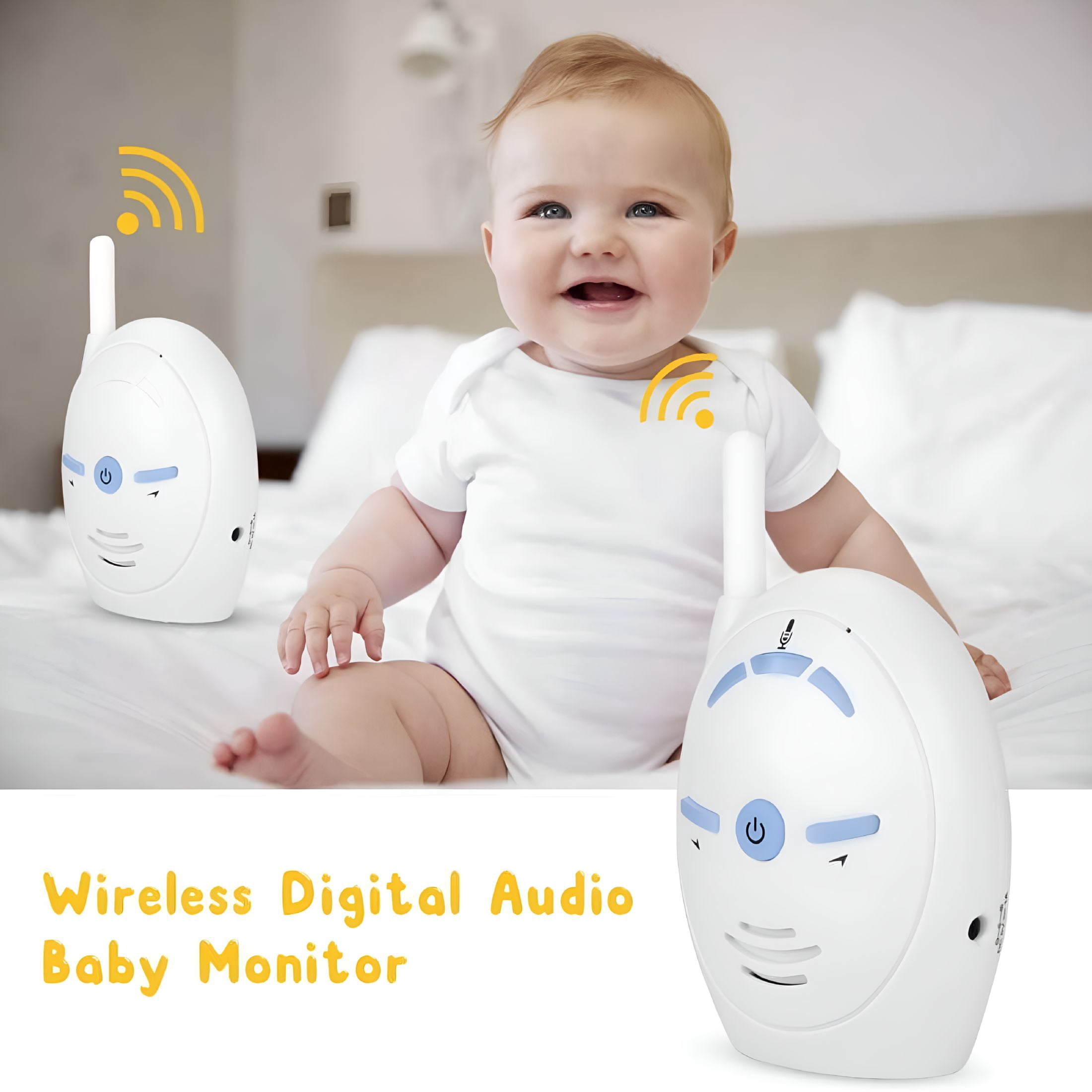 GJX Audio Baby Monitor, Wireless Digital Audio Baby Monitor Nanny Intercom Electronic Alarm Two-Way and Talk Back Intercom